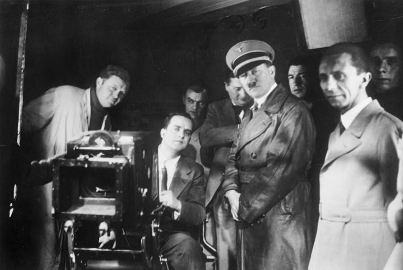 Adolf Hitler and Joseph Goebbels visit the cinema studios of Babelsberg